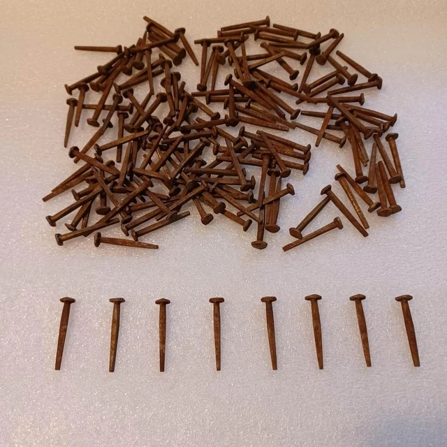 UNUSED Lot 150 Square Cut VTG Rose Head Steel 1 1/2” 1.5 Inch Nails Rusty Rustic
