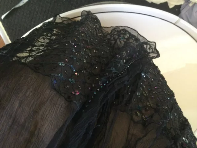 chiffon and sequined black evening scarf