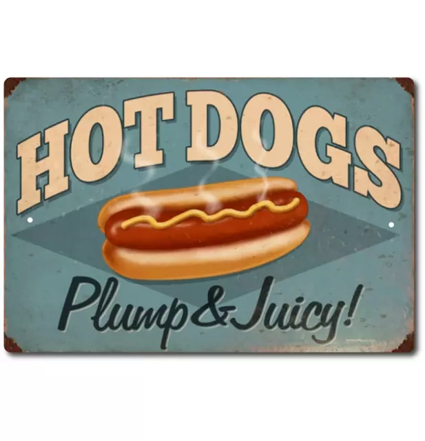 Hot Tin Sign Metal Vintage Hot Dogs Decor Wall Retro Poster Signs Art Food Cola