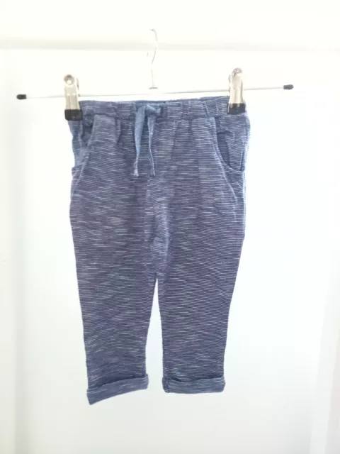 NEXT Unisex Baby Boys Girls 6-9 Months Blue Stripe Joggers Bottoms Trousers Cute