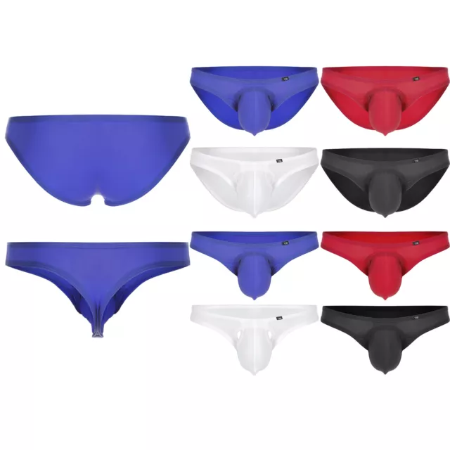 Men's Bulge Enhancing Briefs Low Rise Panties Cheeky Stretch Ice Silk Underwear