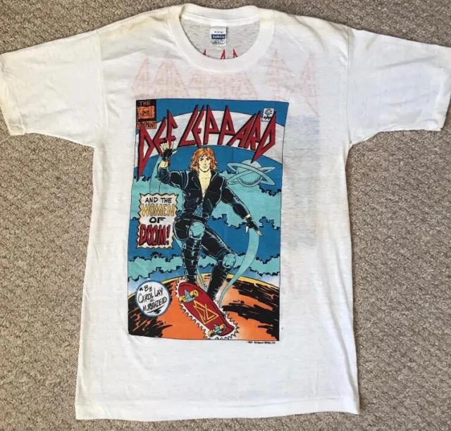 Def Leppard Vintage Woman Of Doom Hysteria 1987 Band Tour T Shirt - RARE -Medium