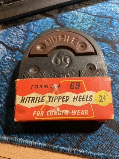 VINTAGE NITRILE TIPPED HEELS - 69 Super. 2 ¾ (2.75), new unused, shoe repair