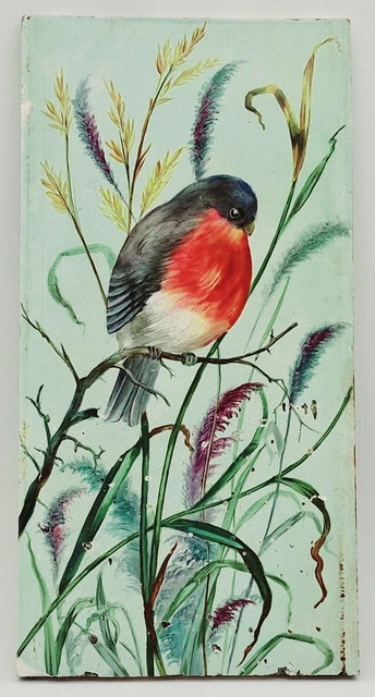 Minton Tile Hand Painted Bird Overglaze C1880 6"x12'