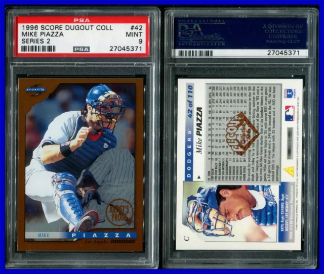 PSA 9 1996 Score Dugout Collection Artist's Proofs #B42 Mike Piazza POP6