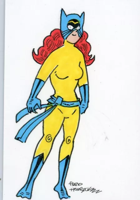 Fred Hembeck Sketch Card: Hellcat, The Defenders (Marvel)