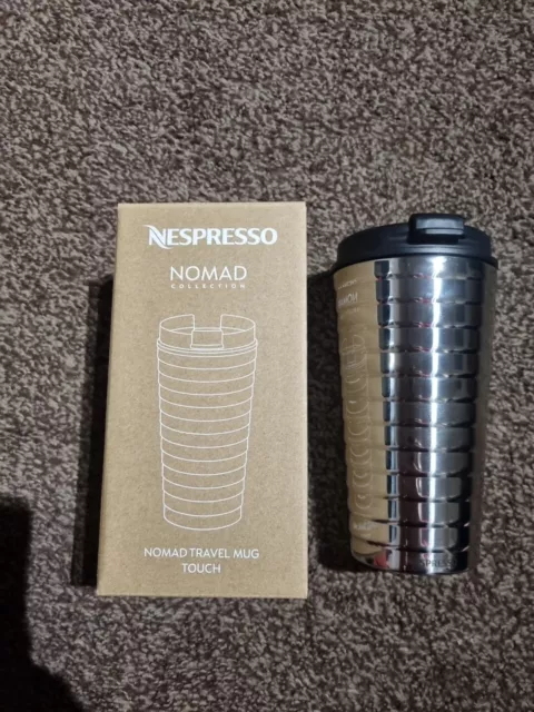 Nespresso Nomad Touch Travel Mug Silver- 345ml 12oz Luxury Gift Coffee  Thermal