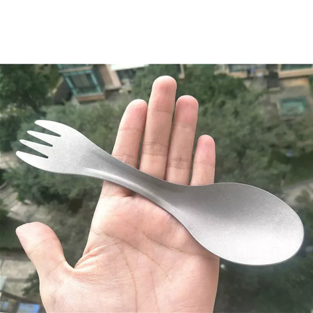 Ultralight outdoor camping titanium spork titanium spoon fork silver color B SN❤