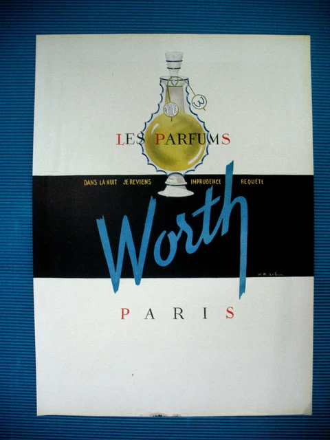 Publicite De Presse Worth Parfum Requete Dans La Nuit Illustration Sibia Ad 1947