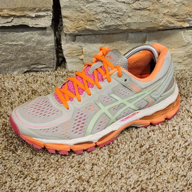 Asics Womens Gel Kayano 22 T597N Grey Orange Running Shoes Sneakers Size 7