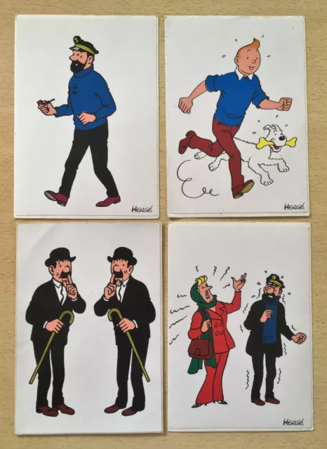 Tintin / Tim und Struppi  4 Aufkleber Karten Autocollants  Hergé - Lombard 1973