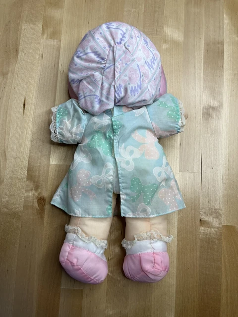 Vintage Fisher Price Puffalump Kids Plush Stuffed Doll Blue Ribbon Dress Bonnet 6