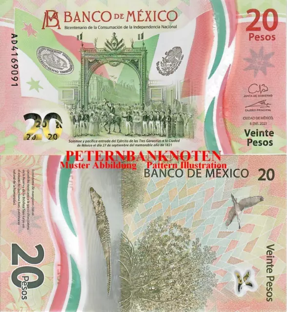 MEXIKO / MEXICO 20 Pesos 2021  UNC. P NEW  Polymer  6193# Kassenfrisch..