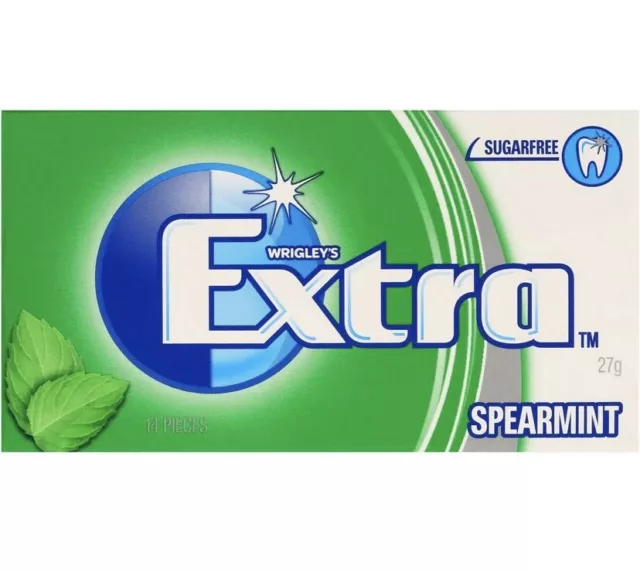 24 x WRIGLEYS EXTRA SPEARMINT CHEWING GUM SUGARFREE STRIPS BULK LOLLIES GREEN