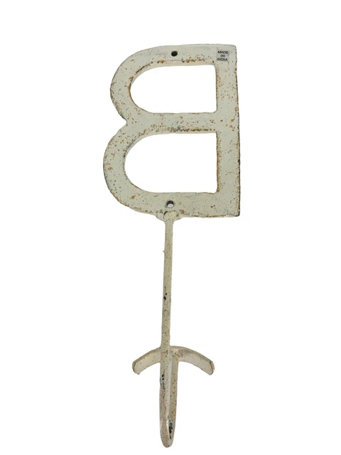 Metal initial “B” Coat hat hook wall mount vintage 1673 Rustic Organize Decor 3