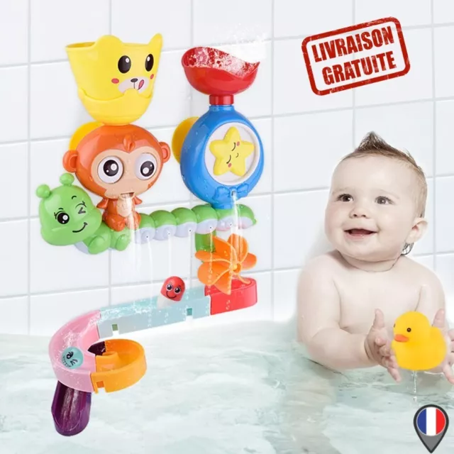 Jouet de Bain d'Eau avec Ventouse pour Bébé Baignoire Singe Arroseur Douche