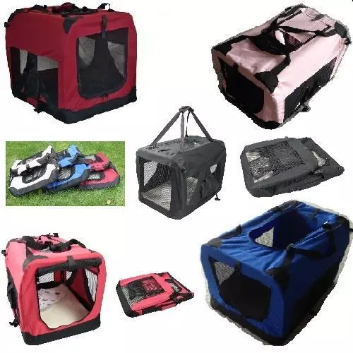 FABRIC PET CARRIER BAG CRATE DOG CAT PUPPY PORTABLE CAGE TRAVEL FOLDABLE S to XL