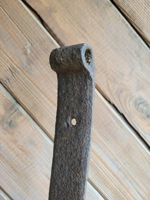 19c Antique Hand Wrought Forged Iron Barn Door Strap Hinges 26" 4
