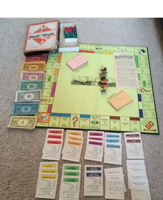 VINTAGE 1940'S WWII War Time Monopoly Board Game W/ Wooden Pieces ...