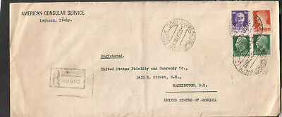 Italy 1937 registered cover American Consular Service Leghorn Livorno to Wash DC