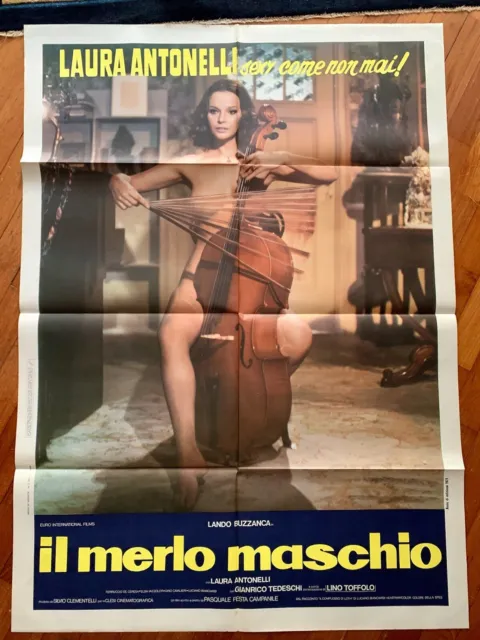 IL MERLO MASCHIO manifesto sexy originale2F Laura Antonelli Buzzanca Violoncello