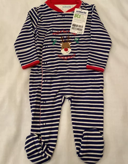 JoJo Maman Bebe Mistletoe Magnet Christmas Sleepsuit New 3-6 Months