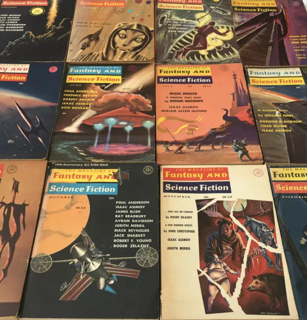 The Magazine of Fantasy & Science Fiction Lot 1965 komplettes Jahr 12 Ausgaben Sehr guter Zustand