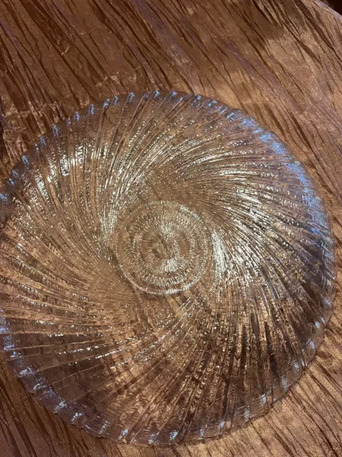 Arcoroc Seabreeze 7.5" Salad Side Plates Set Of 8 Clear Glass Swirl, Exc. Cond.