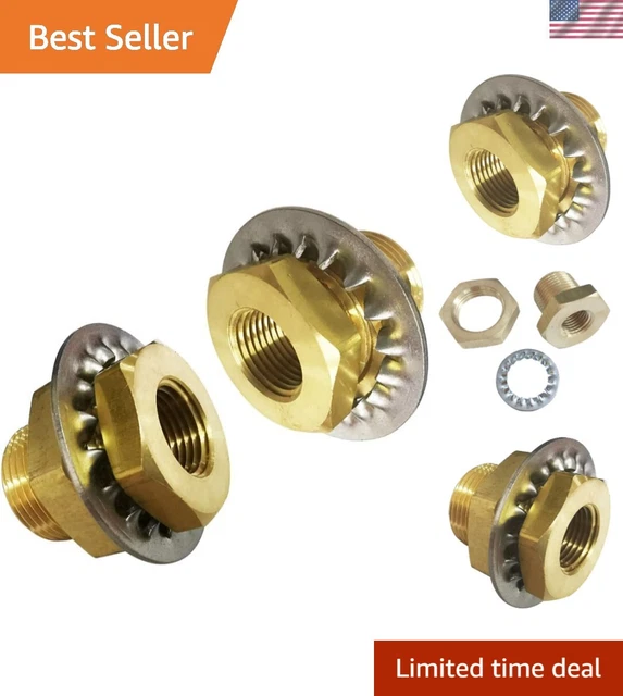 GOVALVE Brass Bulkhead Fitting - 3/4" GHT Female X 1" Straight Male Thread Water Tank Connector With 2 Rubber Rings For Water Tower Tank Barrels (pack Of 2 - View #6