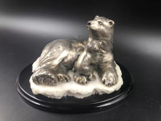 Scultura statuetta statua soprammobile ART deco ORSO POLARE sul basa di legno