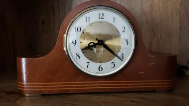 l Vintage Antique Seth Thomas Electric Mantel Shelf Table Top Clock Wood