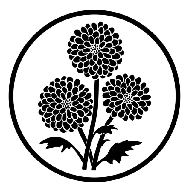 Chrysanthemum Zinnia Flower Circle Round Wall Art Matt Vinyl Border Sticker 2