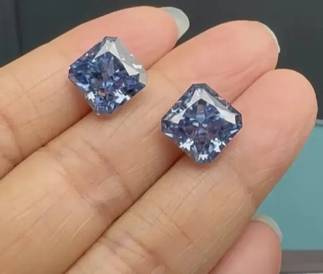 AAA+ 2PC Diamante natural Radiante color azul Corte D Grado VVS1 +1 Regalo...