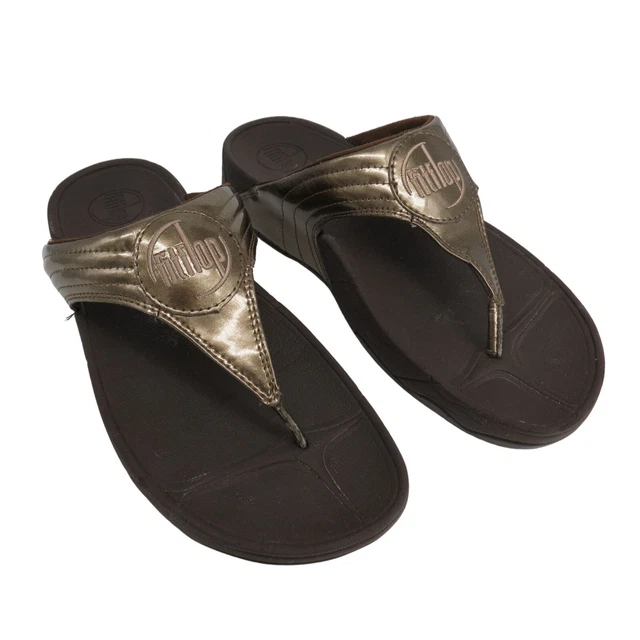 FITFLOPS Women's Patent Metallic Bronze Walkstar Wedge Comfort Sandals US 10