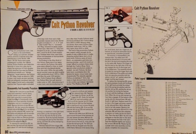 COLT PYTHON .357 CAL Revolver Technical Details/Exploded View/Parts ...
