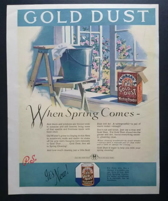 Gold Dust Twins Vintage Print Ad Box Spring Cleaning Scouring Powder LARGE 1920s 2