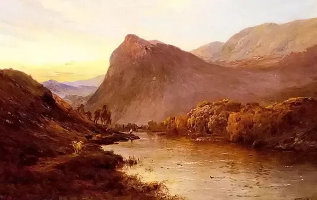 Oil painting alfred de breanski snr - sunset in the glen landscape free shipping