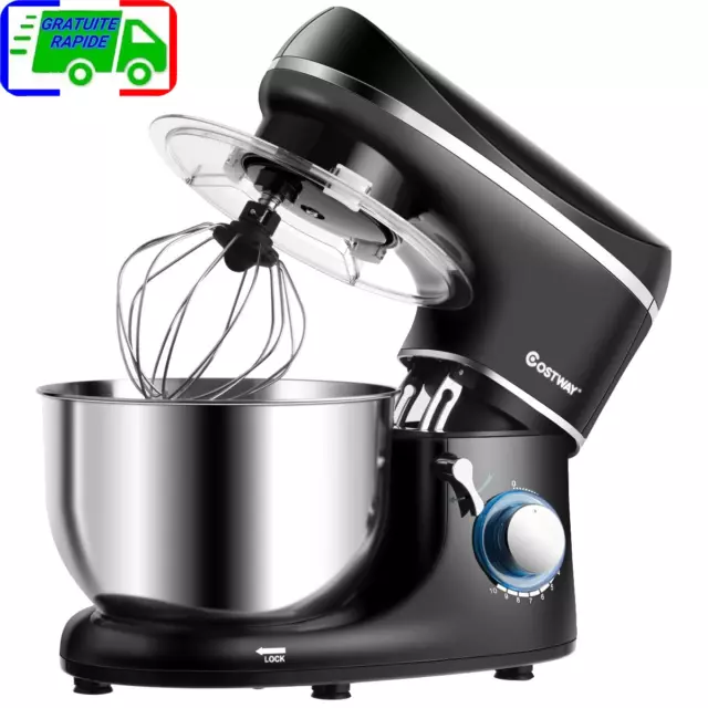 Robot de Cuisine Multifonction 1300W avec Bol d'Acier 5,5L Accessoires Inclus No