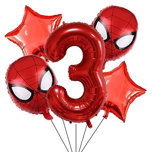 Superhero Spiderman 3rd Birthday Decorations Red Number 3 Balloons 32 Inch