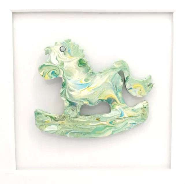 Painting of rocking horse mounted 3d new baby shower gift unique unusual