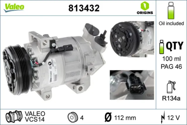 Compressore Aria condizionata VALEO ORIGINS NEW OE TECHNOLOGY 813432 per DACIA LOGAN 2