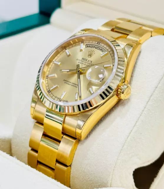 Rolex Day-Date 118238 36mm 18k Oro Amarillo Reloj Caja/Papers Nuevo Viejo Stock