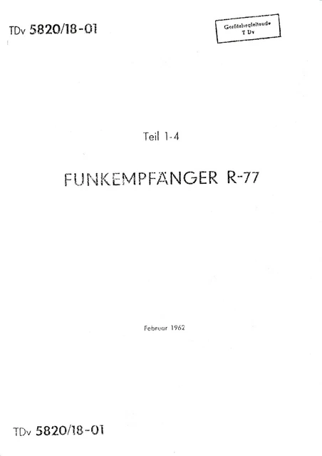 SERVICE MANUEL D'INSTRUCTIONS pour Telefunken Récepteur Radio R 77 EUR