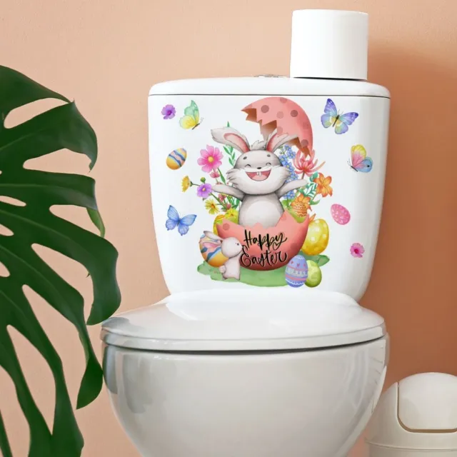 Pegatina de inodoro de conejo dibujos animados multicolor mural