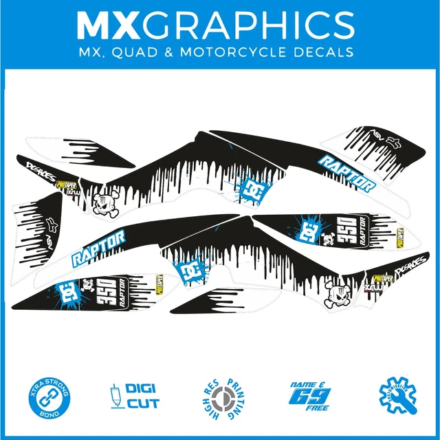 🔴 YAMAHA RAPTOR 350 QUAD 04-14 Graphics Decals Stickers FREE Name Ken Block