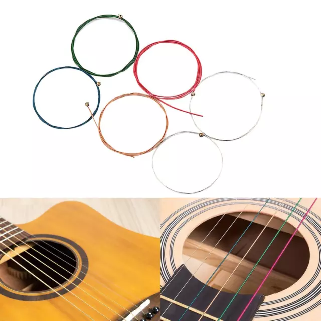 Lot de 6 cordes de guitare colorées