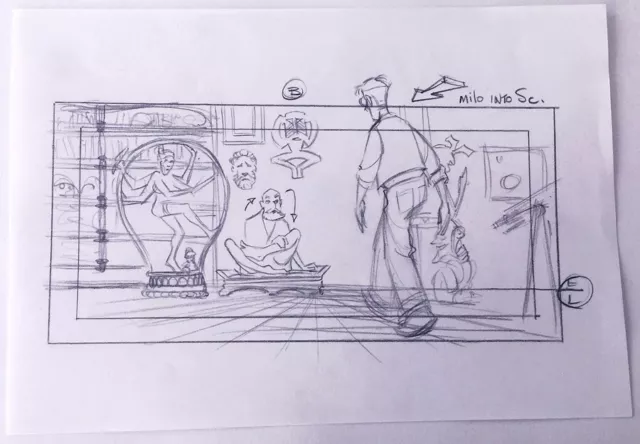 "Atlantis" Pencil Layout Drawing Milo Meets Whitmore Tom Shannon Disney
