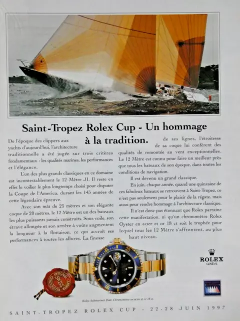 1989 Press Advertisement Rolex Submariner Date Steel & Gold Chronometer Watch
