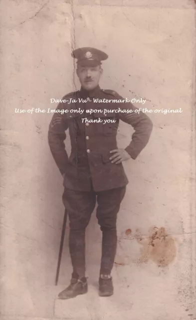 RPPC WW1 Postcard - Studio Portrait of a Lancashire Hussars Yeomanry (LHY) Sgt