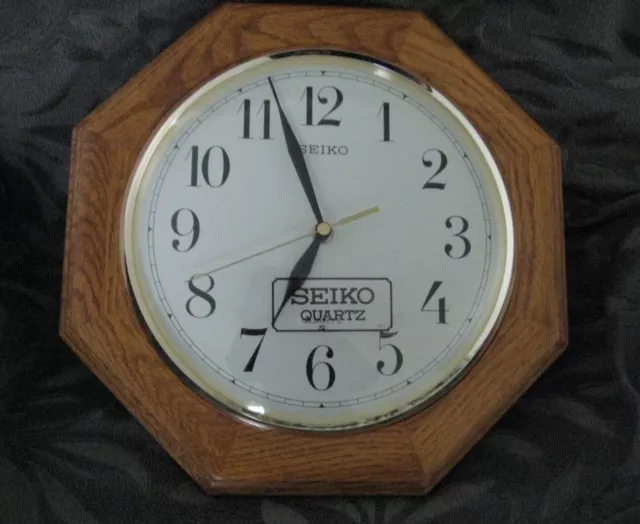 Seiko Quartz Wooden Octaganol Analogue Wall Clock